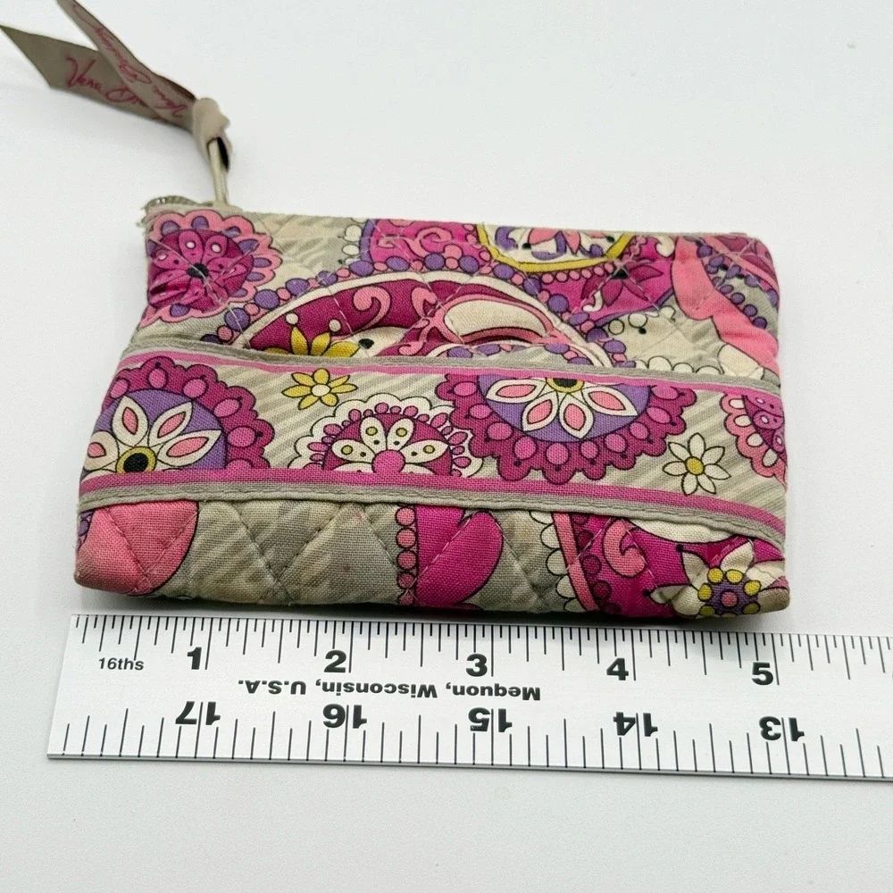 Vera Bradley Coin‎ Purse Wallet Quilted Pink Purple Floral Zip Small Womens
